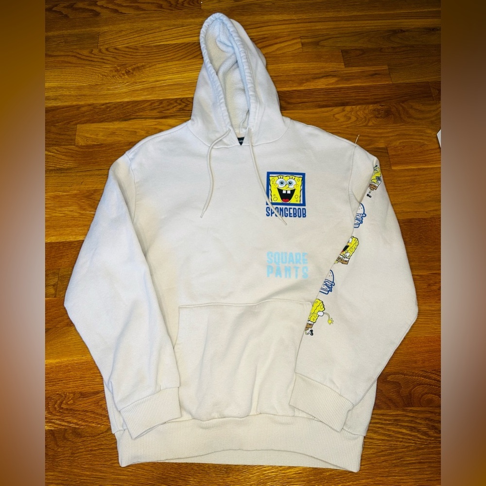 Nickelodeon SpongeBob SquarePants Graphic Hoodie – Cream / White – Size M